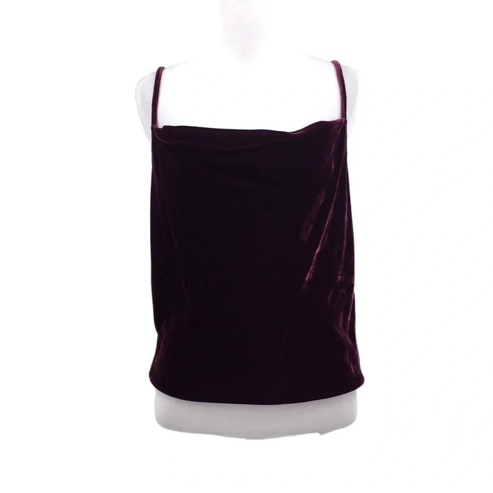 Banana Republic Burgundy Velour Velvet Cami Tank‎ Top Womens XS Drape Front